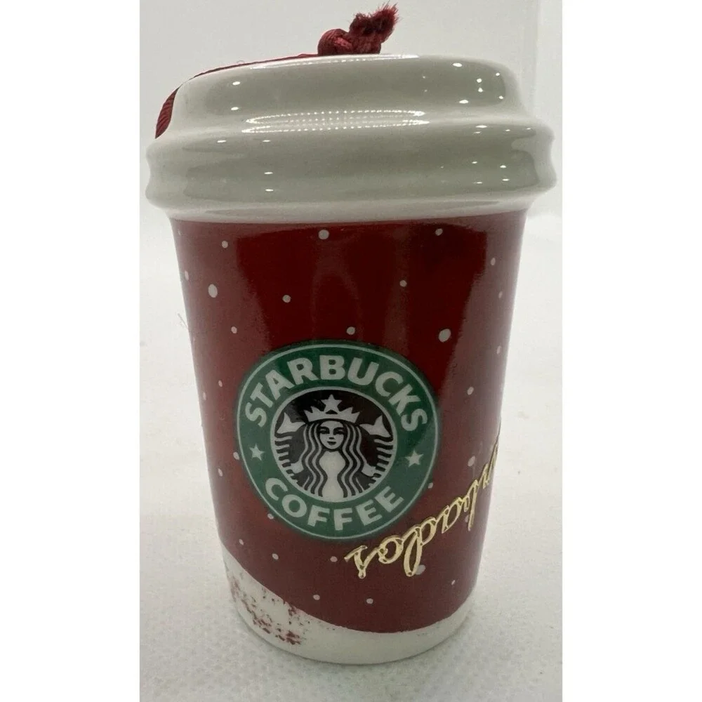 Starbucks Ornament HOLIDAY LOGO Red barbados christmas 2007 personalized